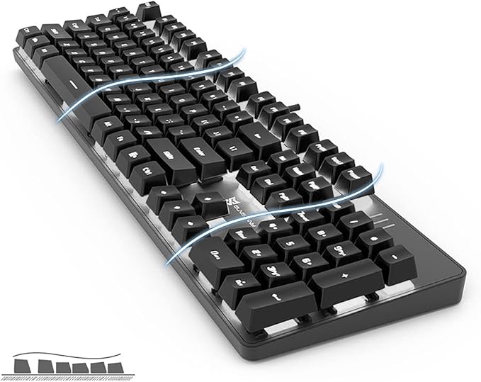 Merdia Mechanical Keyboard Gaming Keyboard | Red Switch, White Backlit Keyboard | 104 Keys US Layout | Wired Gaming Keyboard | Hot Swappable Mechanical Keyboard | PC Gaming Keyboards (Black)