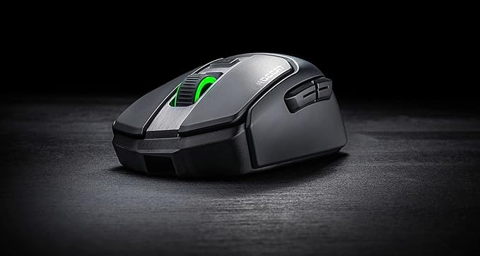 ROCCAT Kain 200 Wireless PC Gaming Mouse, AIMO RGB Backlit Lighting, Owl-Eye Optical Sensor, Ergonomic Mouse Feel, 5 Side Buttons, Adjustable Up to 16,000 DPI, Up to 50 Hour Battery Life, Black