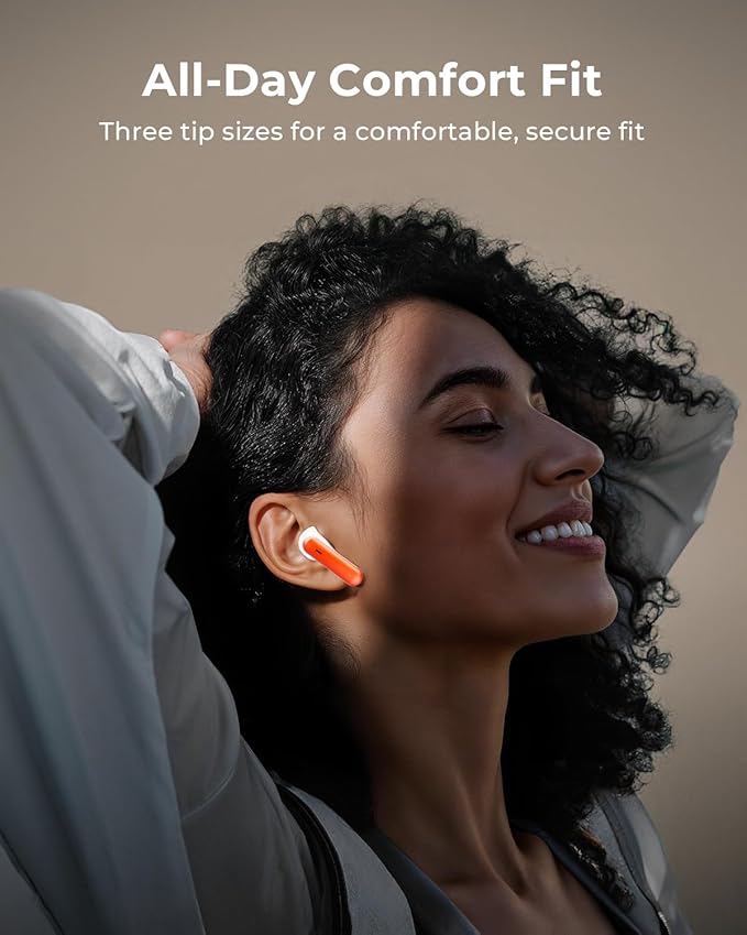 Wireless Earbuds, Ear Buds Active Noise Cancelling with Charging Case, 6.0 Bluetooth Earbuds with AI Clear Calls, 40H Playtime for Sports & Working, Stereo Sound Headphones for iPhone/Android-Orange