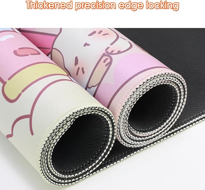 PERFECTSIGHT Cute Desk Mat Kawaii Rainbow Bunny Bear Kitty Desk Pad, Large Gaming Mouse Pad, Funny Girls Deskmat Mousepad, Anime Laptop Keyboard Pad Office Home Decor for Women Kids, Tulip