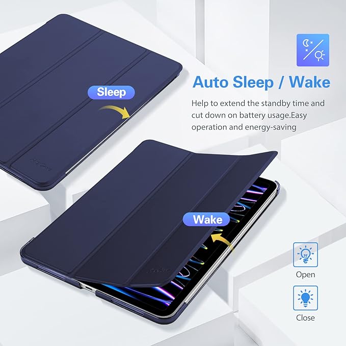 ProCase for iPad Pro 11 Inch Case 2022/2021/2020/2018(4th/3rd/2nd/1st Generation), iPad Pro 11" Slim Stand Hard Back Cover Shell Smart Folio Compatible with Pencil/Support Auto Wake/Sleep -Navy