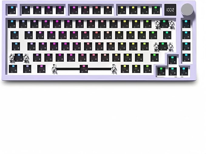 FKZ K75 Barebone 75% Hot Swap Tri-Mode Bluetooth 5.0/2.4G Wireless/Type-C Wired RGB Mechanical Gaming Keyboard With Knob Screen Gasket PCB Mount Custom DIY Kit (Purple)