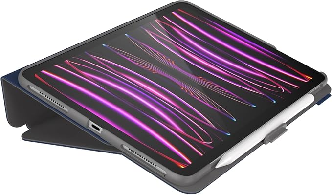 Speck Case for iPad Pro 4th Generation 11 Inch - Drop & Camera Protection, Slim Multi Range Stand, Apple Pencil Holder - Arcadia Navy/Moody Grey