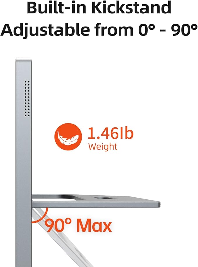 Intehill 4K Portable Monitor for Laptop, 13.4" IGZO Display with Full-Laminated Tempered Glass 500 Nits, 100% sRGB Portable Laptop Screen with Kickstand & Speakers, USB-C & HDMI Travel Monitor, U13ZC