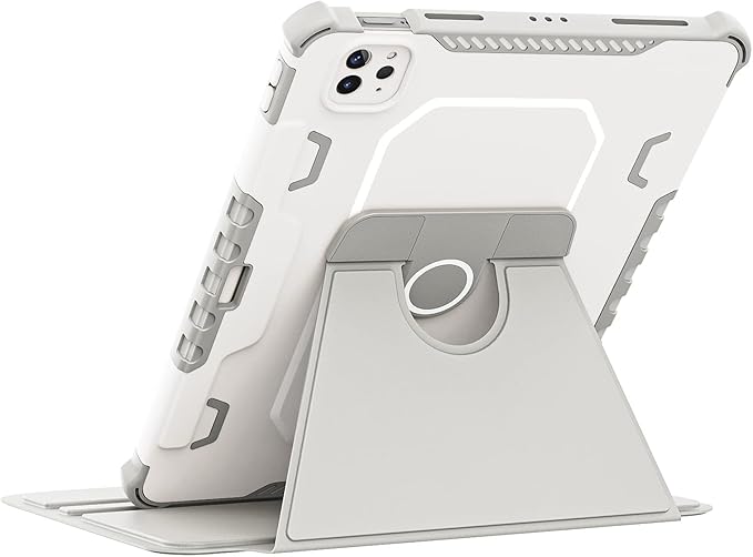 Rotating Case for iPad Pro 11" 4th/3rd/2nd Gen, iPad Pro 11 Smart Cover with Pencil Holder, Techcircle Hybrid TPU+PC Magnetic Cover Soft Bumper Slim Fit Folio Shockproof Protective Case-Light Gray