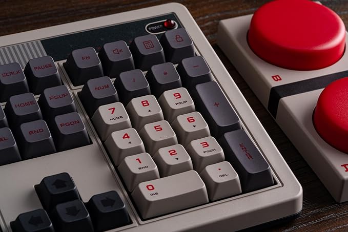 8BitDo Retro 108 Mechanical Keyboard with 108 Keys and Integrated Numpad, Bluetooth/2.4G/USB-C Hot Swappable Wireless Gaming Keyboard for Windows and Android - N Edition