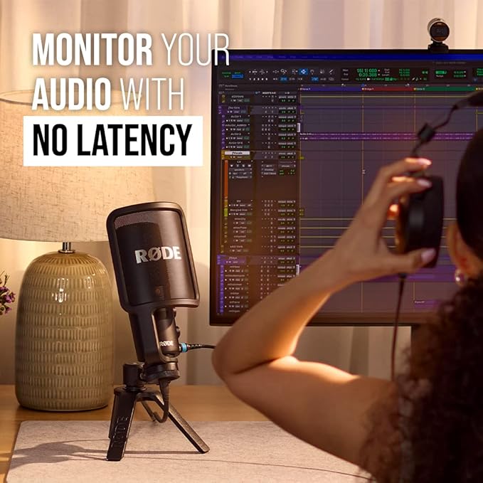 RØDE NT-USB+ Professional-Grade USB Condenser Microphone For Recording Studio Quality Audio Directly To A Computer Or Mobile Device, Black