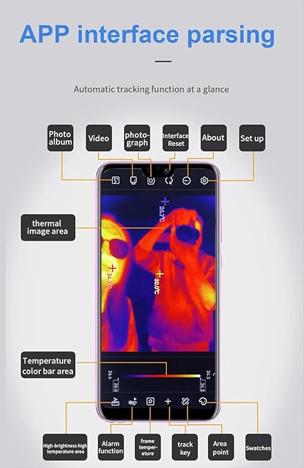 TOOLTOP T7 - Thermal Imaging Camera for Android Smartphones USB-C Portable Mini Thermal Imaging Camera 256 * 192 25Hz Type-C Thermal Imager Used with Mobile APP (T7 - with Micro Lens)