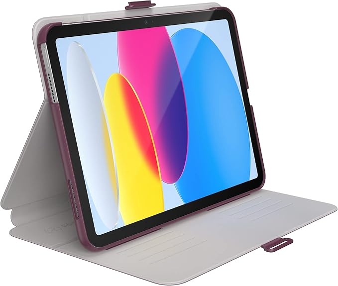 Speck Case for iPad Pro 10th Generation 10.9 Inch - Drop & Camera Protection, Slim Multi Range Stand, Apple Pencil Holder - Plumberry/Crushed Purple/Crepe Pink