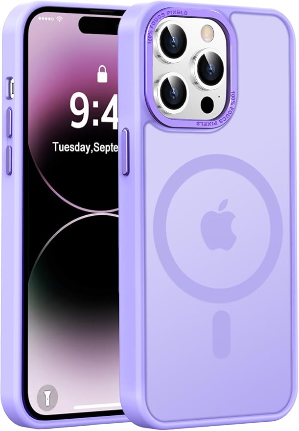 Newfuture Designed for iPhone 14 Pro Max Case with Magnetic [13 FT Military Drop Protection] [Compatible with Magsafe] Slim Translucent Matte Shockproof with Anti-Fingerprint Phone Case, Lilac Purple