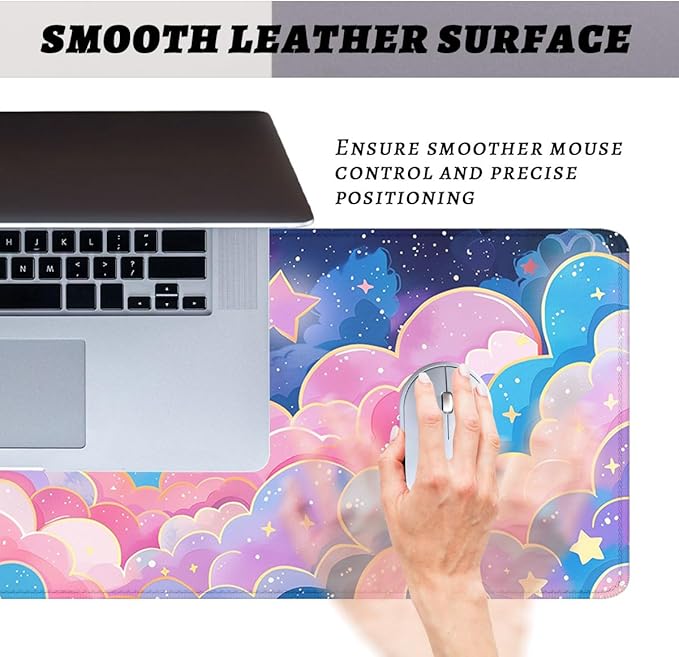 Colorful Cloud Gaming Mouse Pad Anime Rainbow Cute Clouds Mousepad XL Large Gaming Mouse Pad Laptop Keyboard Mat Desk Pad 35.4"x15.7" Office Home Decor for Women Girl