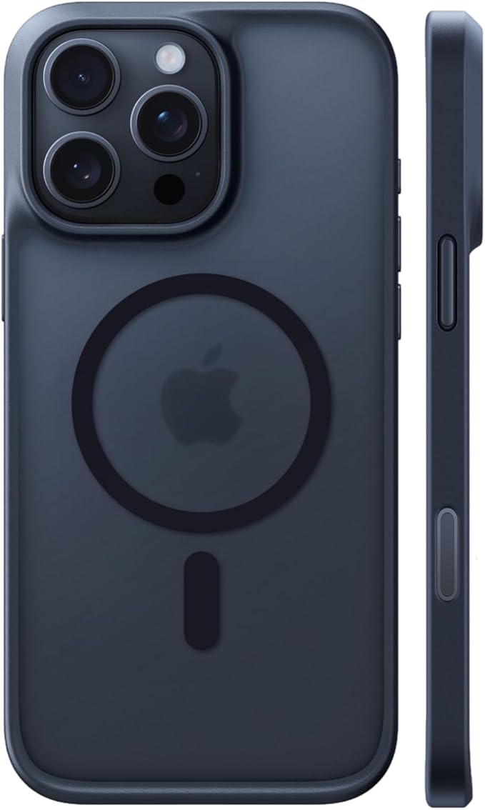 TORRAS Ultra Magnetic for iPhone 15 Pro Case, [3X Military-Grade Drop Tested] [Compatible with MagSafe], Shockproof Translucent Durable Slim Protective Anti-Scratch Anti-Fingerprint, Black