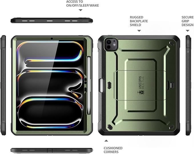 SUPCASE for iPad Pro 13 Inch Case M5/M4 (2025/2024) with Pencil Holder (Unicorn Beetle Pro), [Built-in Screen Protector & Stand] Full-Body Rugged Cover for iPad Pro 13 '' M5/M4, Guldan