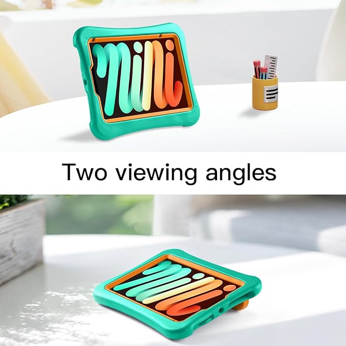 Kids Case for iPad Mini 7 A17 Pro 2024 /iPad Mini6 2021, Light Weight Heavy Duty/Shockproof/Drop Proof with Handle/Kickstand, Child Friendly Cover for iPad Mini 7th/6th Gen 8.3inch (mint green)