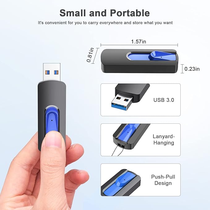 JUANWE 128GB 2 Pack USB Flash Drives, Thumb Drive Retractable Slide USB 3.0 Flash Drive, Memory Sticks USB Drive Portable with Lanyard Hole, Jump Drive for Srotage & Backup (128 GB 2 Pack)