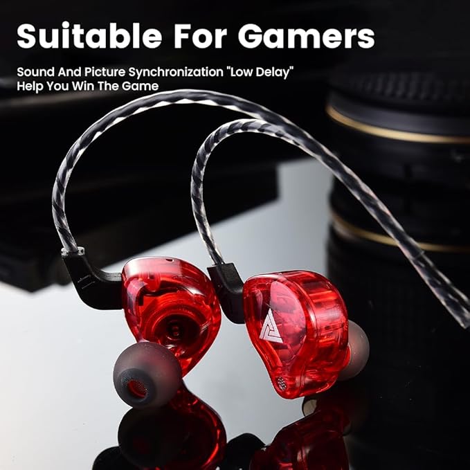 Gaming Earbuds with Mic,Universal 3.5mm HiFi Sport Headphones in Ear Earphone for Running with Microphone Headset Music Earbuds (with mic, red)