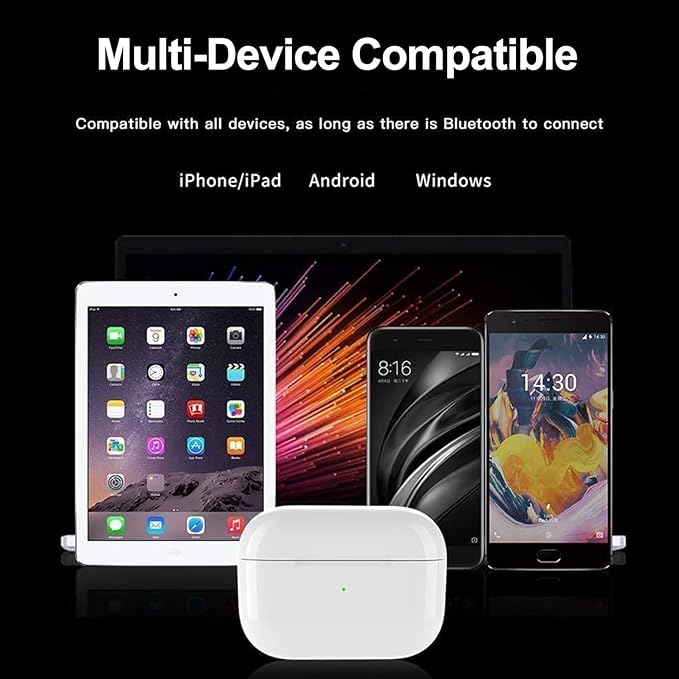 True Wireless Earbuds Bluetooth 5.3 Mic Noise Cancelling IPX7 Waterproof Hi-Fi Stereo Sound Long Battery 42H Playtime Auto Pairing for iPhone Headphones pro,White