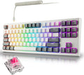 TECWARE Phantom+ Elite 87 Key RGB Mechanical Gaming Keyboard | 3 Mode Wireless Bluetooth 5.0 2.4GHz & USB C Wired | Hot Swappable 5 Pin | Double Shot PBT Keycaps | Wraith Pink Switch - White