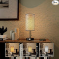 YIDPU Table Lamp for Bedroom,Nightstand Lamp for Bedside with AC Outlets,Adjustable 3color LED Light Desk Lamp for Home Decor,Included Bulb and Lamp Shade(Black-OnlyAC, 1PCS)