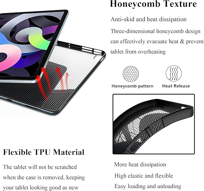 for Apple iPad (A16) 11th Generation Case 11 inch 2025 & iPad 10th Generation Case 10.9 inch 2022, Lightweight Soft TPU Back Shockproof Cover Silicone Bumper Shell, Black Rose Flower