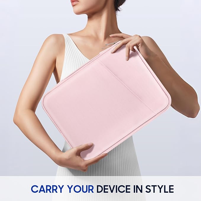 TiMOVO 13 Inch Tablet Sleeve for iPad Air 13" M3 2025, iPad Pro 13"/12.9", Galaxy Tab S9/S10 Plus/S9 FE+ 12.4", Remarkable Paper Pro 11.8", Protective Bag with Pockets, Pink