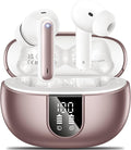 Wireless Earbuds, 2024 Wireless Headphones HiFi Stereo Earphones with 4 ENC Noise Canceling Mic, 42Hs Playtime In Ear Earbud, Bluetooth 5.3 Sport Earphones with LED Power Display for Android iOS Pink