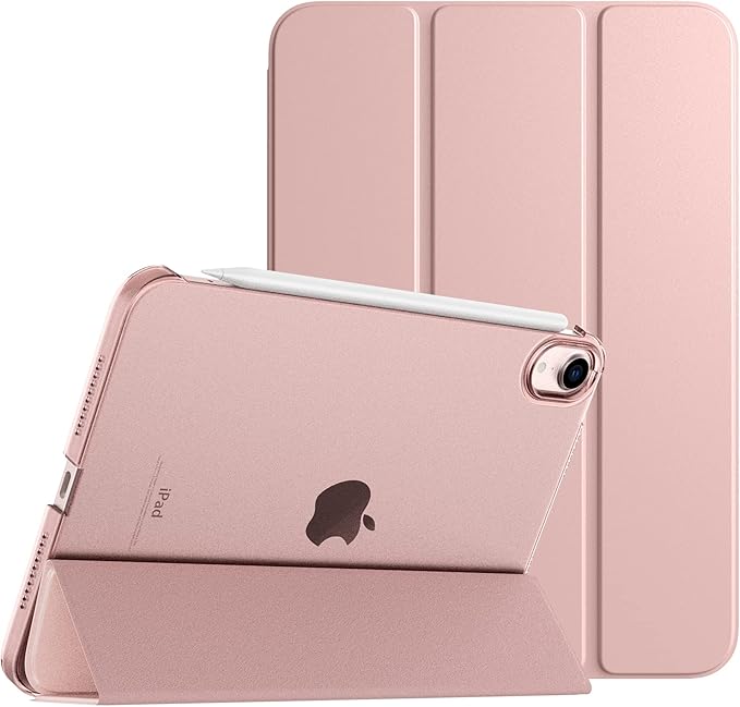 TiMOVO Case for iPad mini 7 A17 Pro 8.3-inch 2024, iPad mini 6th Generation Case, Slim Translucent Hard Back Folio Cover Support Touch ID & Apple Pencil Charging, Auto Wake/Sleep - Rose Gold