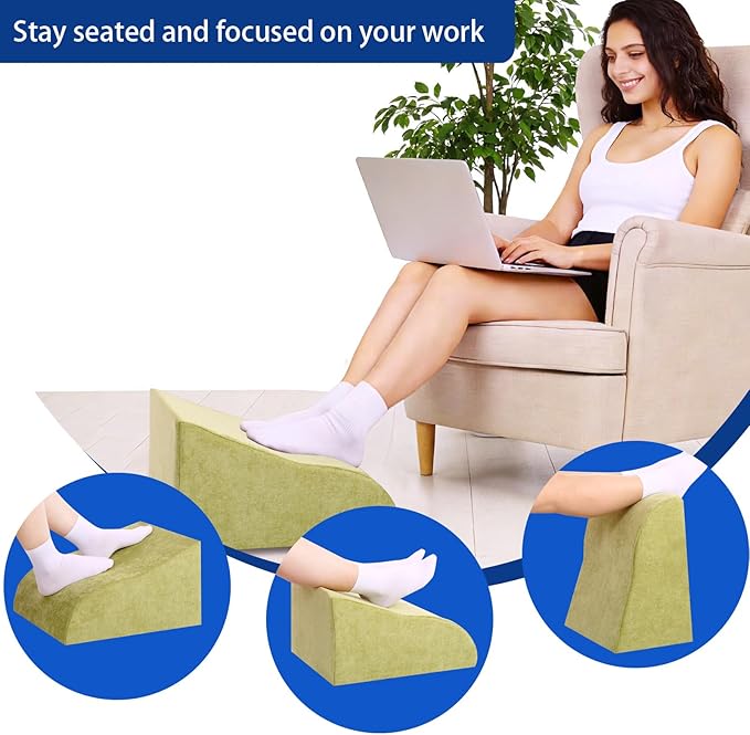 Foot Rest for Under Desk at Work, Ergonomic Under Desk Footrest with Washable Cover for Office, Home & Gaming Leg Elevation Pillow Fruit Green