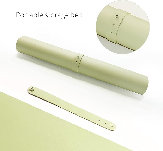 RENMTURE Dual-Sided Mouse Pad, Natural Cork & PU Leather Large Desk Pad for Office and Home Work, Desk Protector Non-Slip, Waterproof, Easy Clean (Light Green, 23.6" x 13.7")