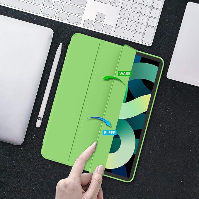 iMieet iPad Air 11 Inch Case M4/M3/M2(2026/2025/2024), iPad Air 5th/4th Generation Case 2022/2020 10.9 Inch with Pencil Holder,Trifold Stand Smart Case with Soft TPU Back(Grass Green)