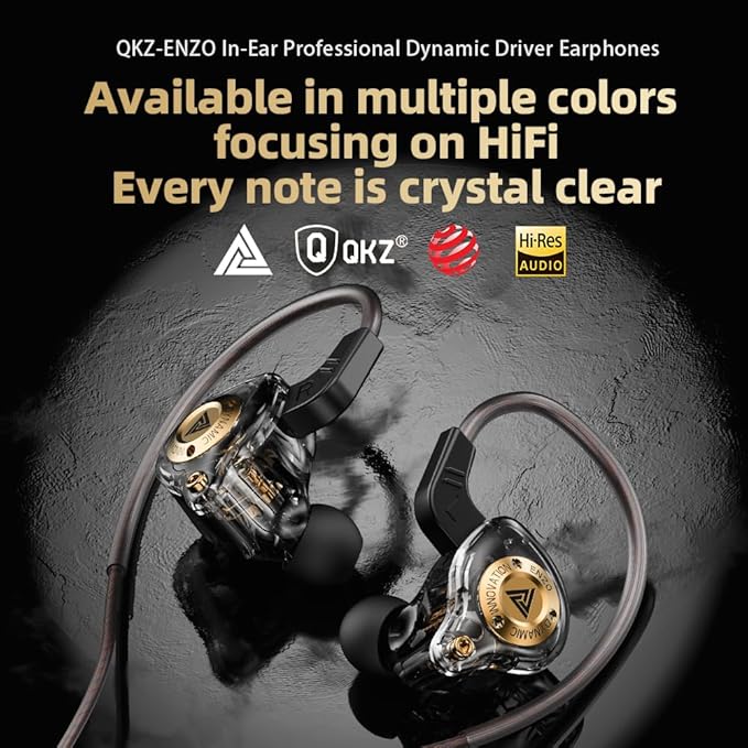 Piluyaa Wired Gaming Headphones IEM Earphones with 1DD，QKZ ENZO in Ear Monitor, HiFi Earbuds, Bass Sound with New 11mm Dynamic Driver for Video Music Gaming (Colorful)