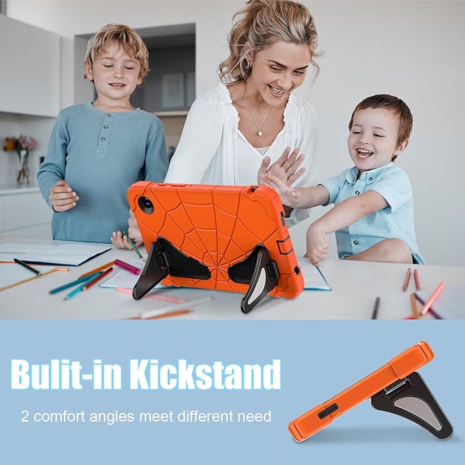 AKABEILA Compatible with Samsung Galaxy Tab A9 8.7 inch(SM-X115N)(2023) Tablet Case，Lightweight Shockproof Rugged Protective Cover with Kickstand for Kids Children Boys Babies Orange Black