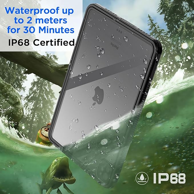 AICase for iPad Pro 13 Inch Waterproof Case M4 2024 7th Generation, [Built-in Screen Protector&Stand] Full-Body Rugged Shockproof Drop Proof Protective Cover for iPad Pro 13 Inch M4 2024 7th Gen
