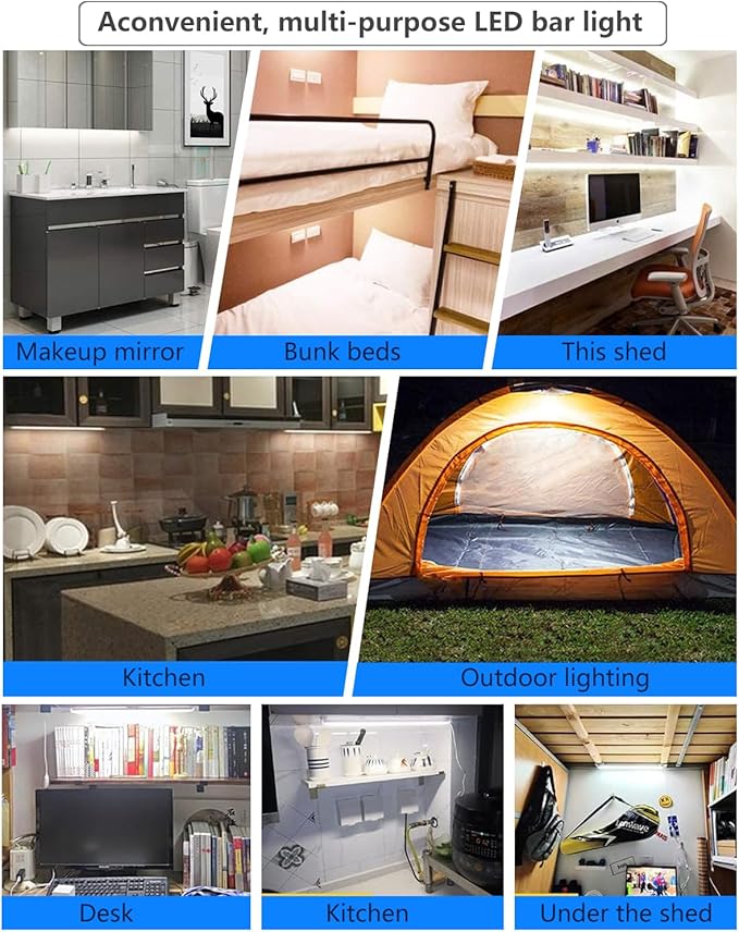 15.7in Strip Lights Closet Lights, 12W 88 LED Super Bright, Dimming and Color Adjustment, USB Powered LED Light Bar for Room Under Counter Lighting Work Tables Student Dormitory Monitor Light