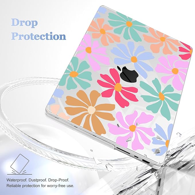 May Chen for 2026 MacBook Pro 14-inch M5 M4 M3 M2 M1 Pro/Max Chip, Release 2026 2025-2021, Model A3427 A3426 A3434 A3112 A3401 A3185, Plastic Hard Shell with Keyboard Cover, Groovy Flower