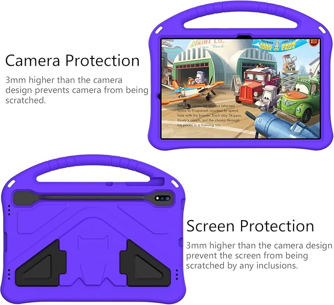 Kids Case for Samsung Galaxy Tab S10+/S9+/S8+/S7 FE/S7+/S9 FE+ 12.4", Techcircle Light Weight Shock Proof EVA Foam Handle Rugged Stand Protective Case for Galaxy Tab S9 FE Plus/S10 Plus 2024, Purple