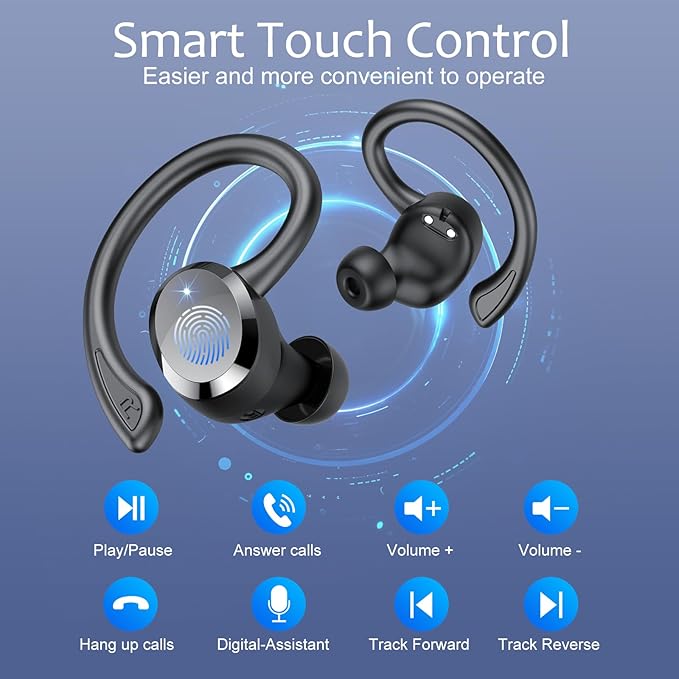 Wireless Earbuds, 2026 Bluetooth 5.4 Headphones HiFi Stereo, Bluetooth Earbuds with ENC Noise Cancelling Mic, IP7 Waterproof in Ear Earphones, 68H Dual LED Display Ear buds for Workout Sports