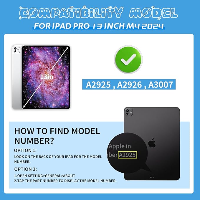 for iPad Pro 13 inch Case 2024, Shockproof Kids iPad 13 Pro Case, Protective Cover for iPad Pro 13 M4 with Pencil Holder, Anti-Slip Handle Stand, Blue