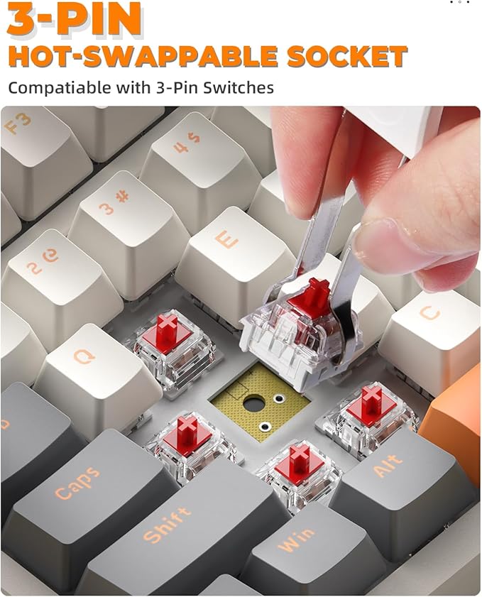 MAGIC-REFINER RK96 Wireless Mechanical Keyboard, Dual Mode 2.4G/BT5.0 2-in-1 Receiver, 100 Keys Hot Swappable Red Switches Gaming Keyboard with Number Pad for PC Gamers/Mac/Windows