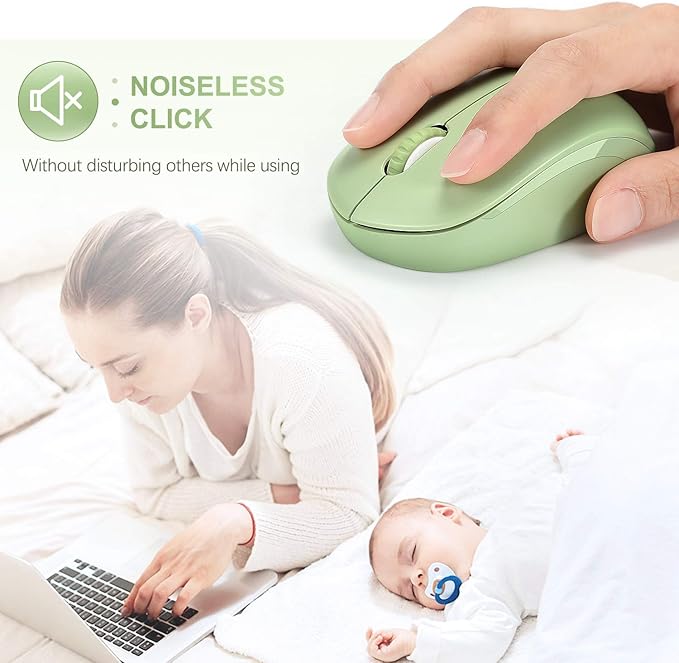 seenda Wireless Mouse, 2.4G Noiseless Mouse with USB Receiver Portable Computer Mice for PC, Tablet, Laptop with Windows System (Olive Green)