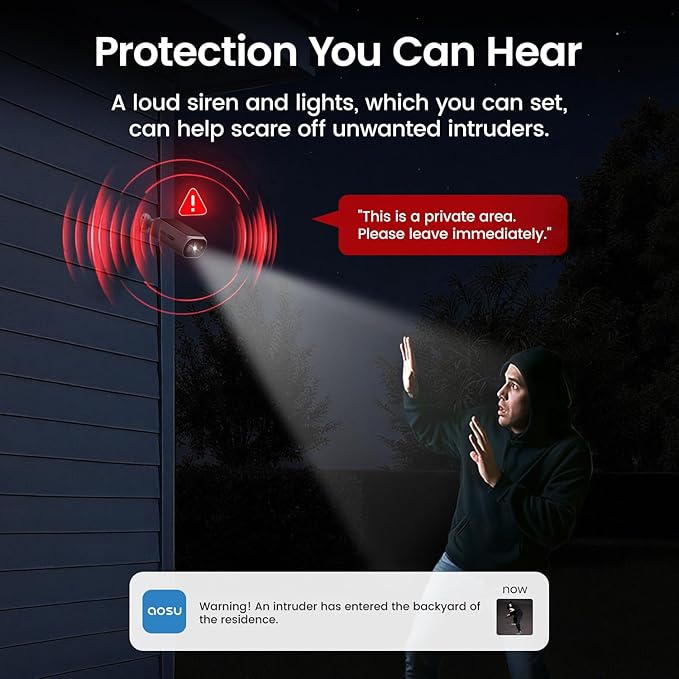 aosu Solar Security Cameras Wireless Outdoor, 2Mins DIY Installation, No Subscription Required Cameras for Home Security System, Local Storage, 2K Color Night Vision, 2.4&5GHz WiFi, 2 Cam-kit
