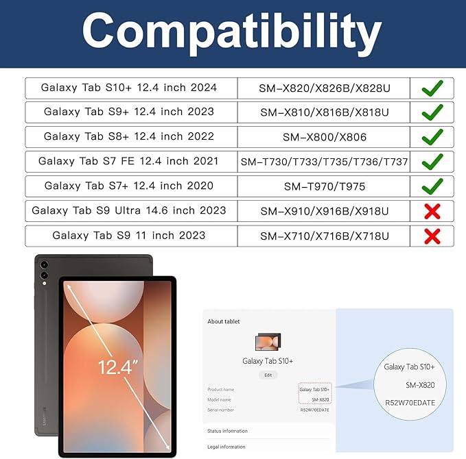 BRAECN for Samsung Galaxy Tab S10+ Plus/S9+/S9 FE + /S8+ Plus/S7 +Plus /S7 FE 12.4 Inch,Heavy Duty Shockproof Case with S Pen Holder&360 Rotating Hand Strap/Kickstand/Shoulder Strap -Purple