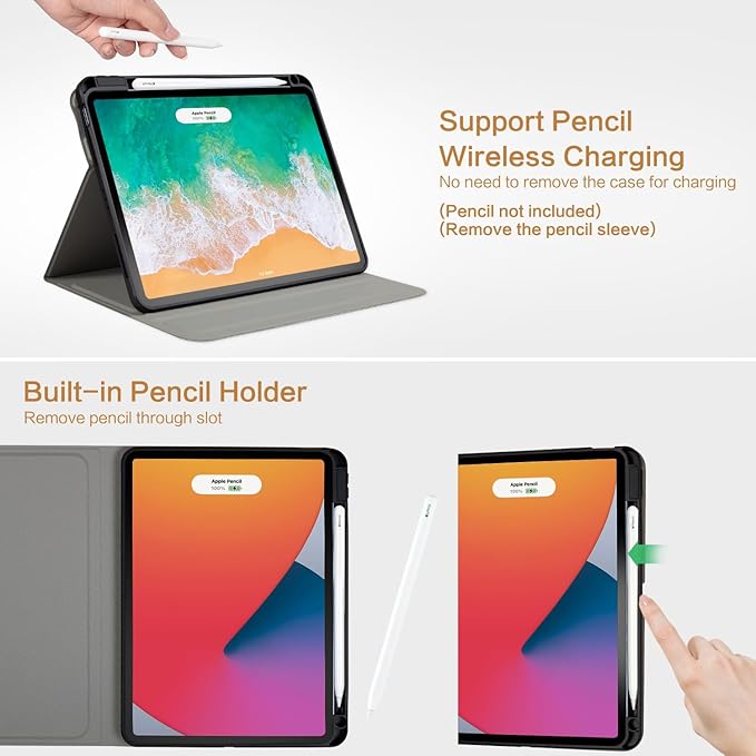Vimorco for iPad Air 11 Inch Case M4 2026,for iPad Air 5th/4th Gen Cases 10.9-inch,for iPad Pro 11 Inch Case 4th/3rd/2nd/1st Generation 360 Degree Rotating Pencil Holder 4 Viewing Angles, Beach Path