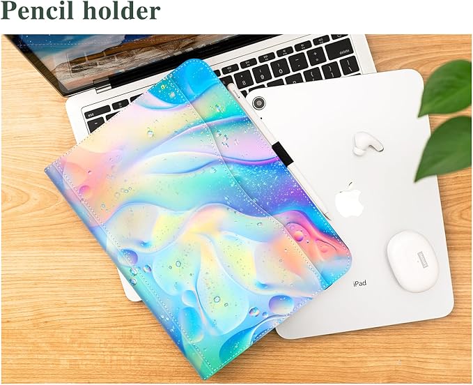 Vimorco Case for iPad (A16) 11th Generation 2025, for iPad 11th/10th Generation Case, Faux Leather Protective Adjustable Cover, Auto Sleep/Wake, Card Pocket with Pencil Holder, Raindrop
