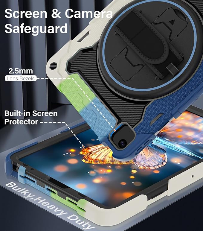 for iPad Pro 11 Case 4th 3rd 2nd 1st Gen (2022 2021 2020 2018) & iPad Air 5th 4th Generation 10.9 inch Case with HD Screen Protector, 360 Rotating Kickstand/Hand Strap, Shoulder Strap