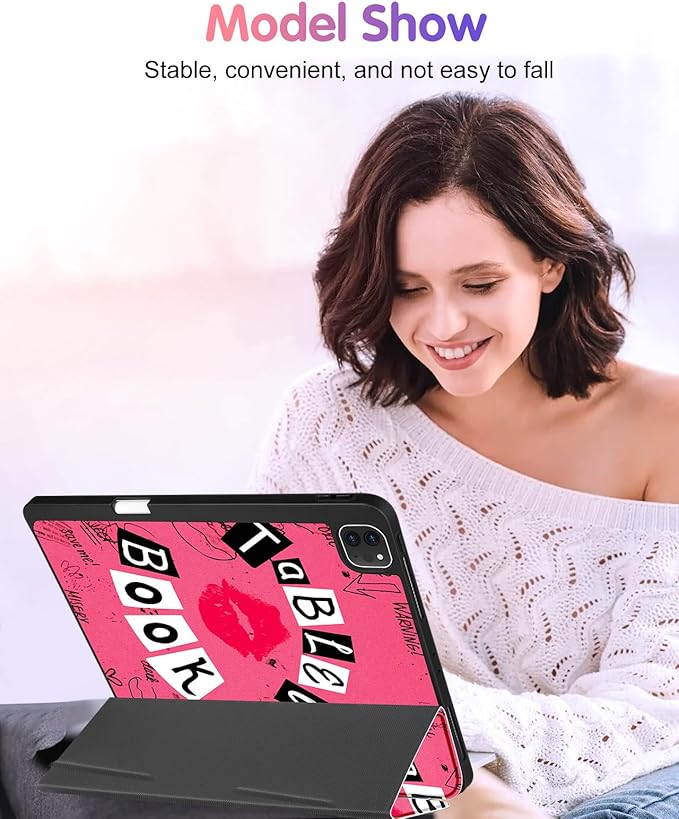Uppuppy for iPad Air 11 inch Case, Air 5th/4th Generation 10.9, Pro 11'' (4th/3rd/2nd/1st Gen) Case Girls Cute Women Pencil Holder Lips Design Girly Folio Cover for iPad Air 11 2024/2025 (M2/M3)