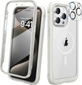 Diaclara Magnetic for iPhone 15 Pro Case, [Military-Grade Drop Proof & Fit for MagSafe] Built-in Shockproof Screen Protector, [Camera Lens Protector] Phone Cover for iPhone 15 Pro 6.1"(White)