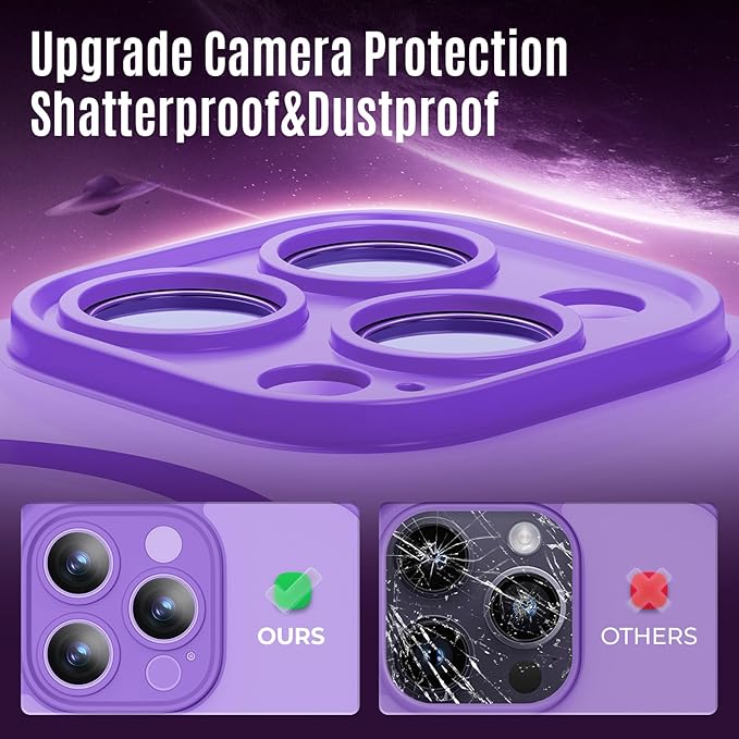 Symcele Designed for iPhone 14 Pro Case, Compatible with MagSafe, with Privacy Screen Protectors X2, [Camera Protection] [15FT Military Drop Protection] Shockproof Phone Case, 6.1", Light Purple