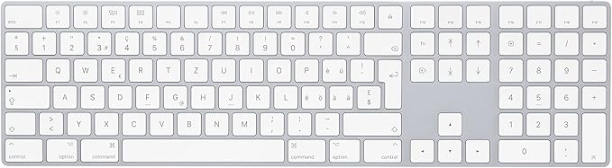 Apple Magic Keyboard with Numeric Keypad: Wireless, Bluetooth, Rechargeable. Works with Mac, iPad, or iPhone; Swiss - White