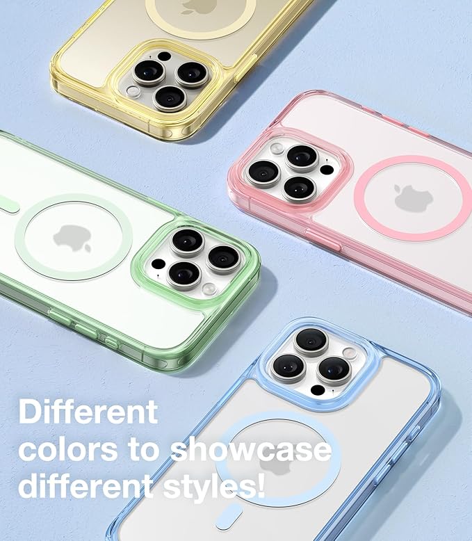 TORRAS Magnetic Shockproof for iPhone 15 Pro Case, [Military-Grade Drop Tested] [Compatible with MagSafe] Translucent Slim Protective Anti-Scratch Anti-Fingerprint Guardian 2023, Clear Blue